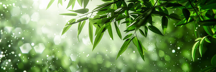 Fresh Green Foliage, Bright Nature Background, Growth and Environment, Summer and Spring Theme