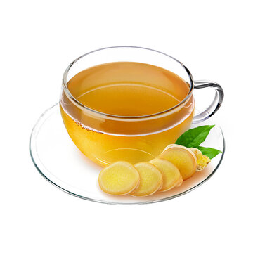 cup of tea with ginger, transparent background