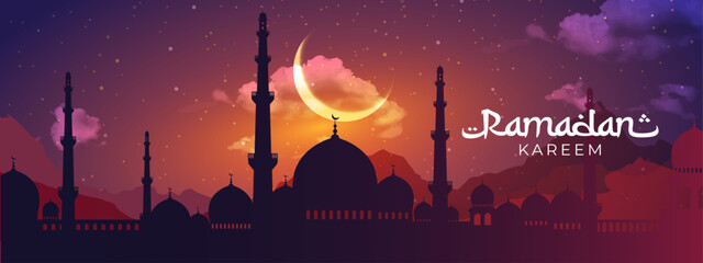 Ramadan Kareem festival banner background design Illustration  - obrazy, fototapety, plakaty