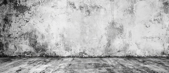 Capture the essence of neglect in a monochrome image of a grimy room with wooden floors