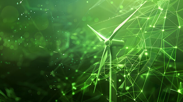 concept idea eco power energy. green wind turbine