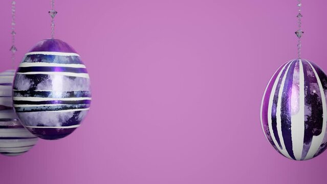 Easter background. Easter painted eggs on a string, looped animation.