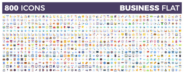 Big set of 800 Business web icons in Flat style collection. Vector illustration.