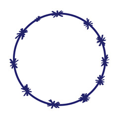 Hand drawn round frames. Decorative circle borders. Handmade vector illustration. Boho floral wreaths. Abstract doodle.