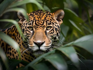 A Jaguar in the rain forest