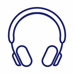 Headphones earphones flat icon. Headset silhouette. Vector illustration. 