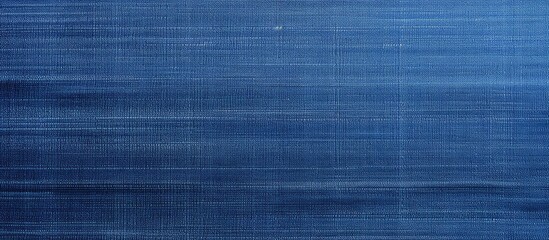 A detailed view of a piece of fabric in blue color with a single white stripe running across