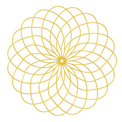 Gold flower shape Spirograph icon. 3d rendering.	