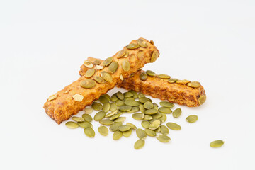 Special Chinese pastry pumpkin strips on white background