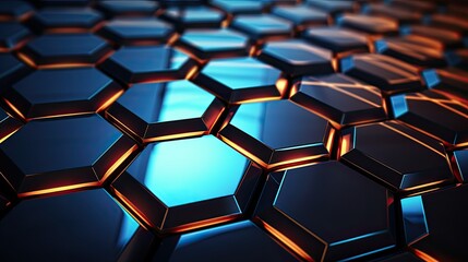Obraz na płótnie Canvas Futuristic block wall high tech 3D, hexagons tile pattern