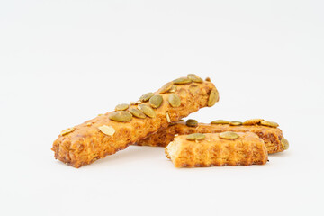 Special Chinese pastry pumpkin strips on white background