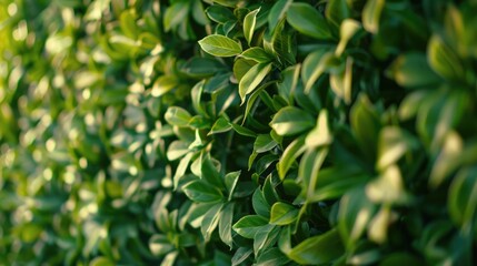 Close up of green leaves on bush