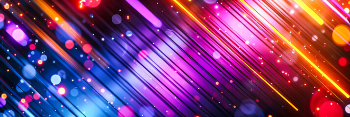 Glowing Fibers in Blue and Purple, Abstract Technology and Digital Communication Background