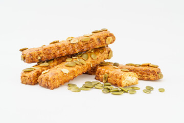 Special Chinese pastry pumpkin strips on white background