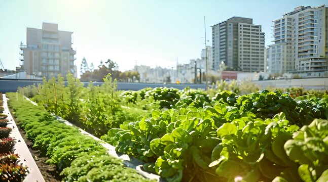 rows of lettuce growing in a city garden