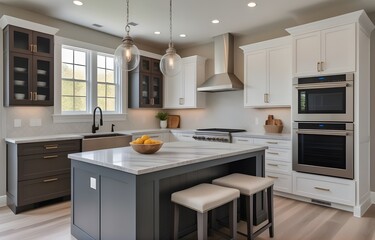 luxury home with kitchen cabinet