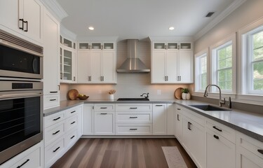 luxury home with kitchen cabinet