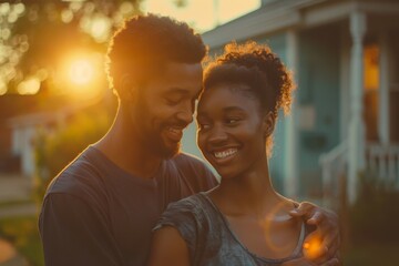 Couple Smiling at Sunset