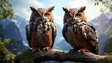 Papier Peint photo Dessins animés de hibou owl in a close view beautiful illusions 