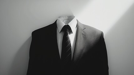 Formal Black and White Suit and Tie