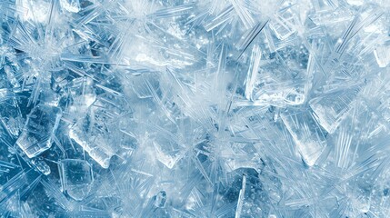 Background of blue ice crystals. The image is very detailed and has a cold, wintery feel to it. - obrazy, fototapety, plakaty