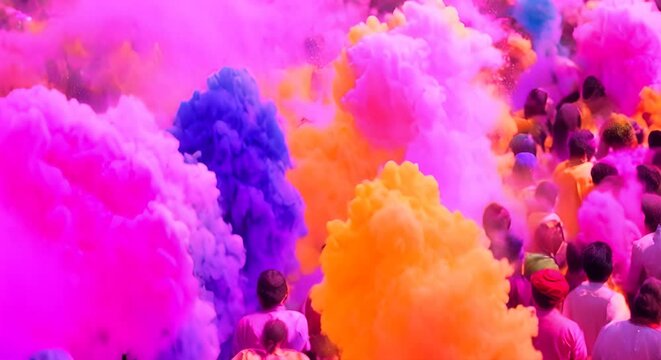 Happy holi festival of colors with color background design Video