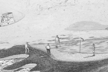 A sketch of golf players