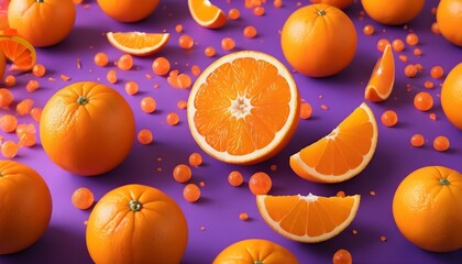 Colorful background, carnival atmosphere with oranges. Explosions of ultra-bright colors,...