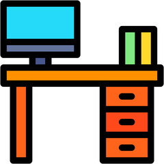 Desk, Furniture And Household, Hot Drink, Table, Office, Monitor Icon