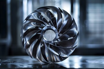 Advanced Manufacturing Technology: Metal D Printed Turbine Part for Automotive Prototyping. Concept Advanced Manufacturing Technology, Metal 3D Printing, Turbine Part, Automotive Prototyping