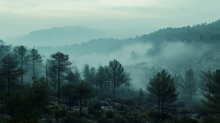 Misty Mountain Forest at Dawn