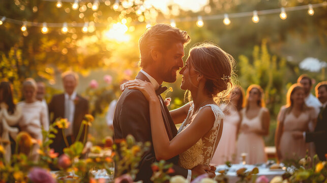 Outdoor Wedding Ceremony at Sunset