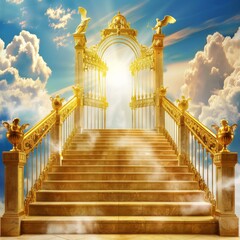 Heavenly Stairs Leading to the Golden Gates of Heaven