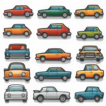 Collection of cars. Vector illustration in flat design.