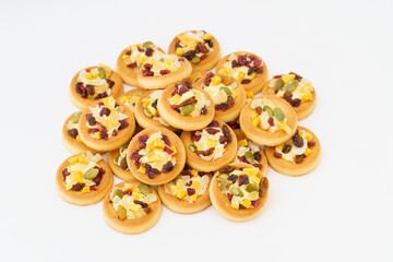 Tart shell cookies on white background