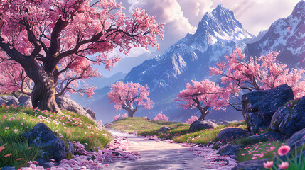 In the Embrace of Sakura, Nature Paints a Canvas of Pink, Weaving Dreams of Spring in the Heart of Japan