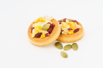 Tart shell cookies on white background