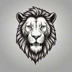 Obraz premium A lion's head with a fierce expression. The lion's mane is long and flowing, and its eyes are piercing. The lion's face is the main focus of the image, and it conveys a sense of strength and power