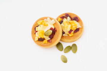 Tart shell cookies on white background