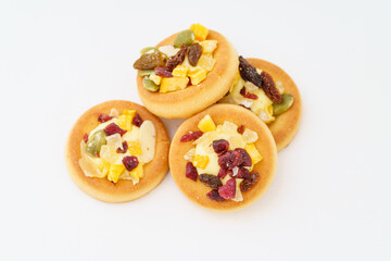Tart shell cookies on white background