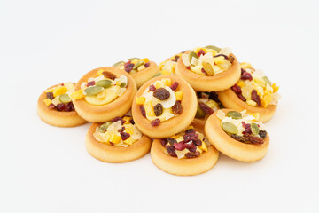 Tart shell cookies on white background