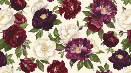 Gardinen a close up of a bunch of flowers on a white background with red, white, and purple flowers on it. © Igor