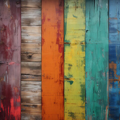 weathered reclaimed boatwood in a spectrum of rainbow colours red сreated with Generative Ai
