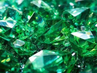 background adorned with green shiny stones, creating an aura of elegance and opulence.