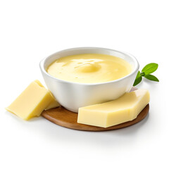 photo of cheese with cheese sauce, isolated, white background сreated with Generative Ai