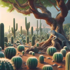Abwaschbare Fototapete a cactus landscape.   © XIAOBING