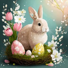 Bunny Bliss: Easter Poster Radiating the Joy of Bunny Antics