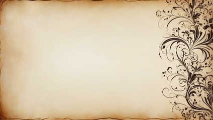old paper texture with black ornate, background with copy space, space for text and design 