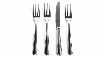 Cutlery set with Fork and Knife isolated on white background