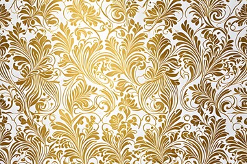 seamless gold floral pattern with flowers - obrazy, fototapety, plakaty